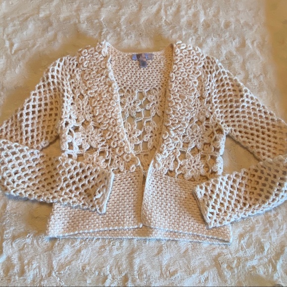 Nine & Co Vtg Beige Small Crochet Granny Knit - Picture 4 of 6